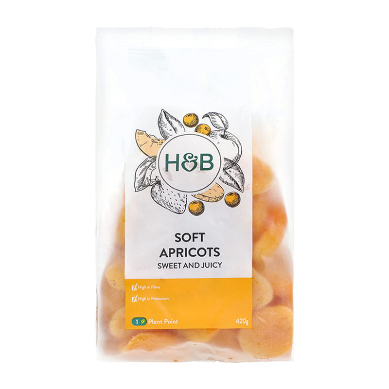 Holland & Barrett soft apricots 420g, imported from the UK