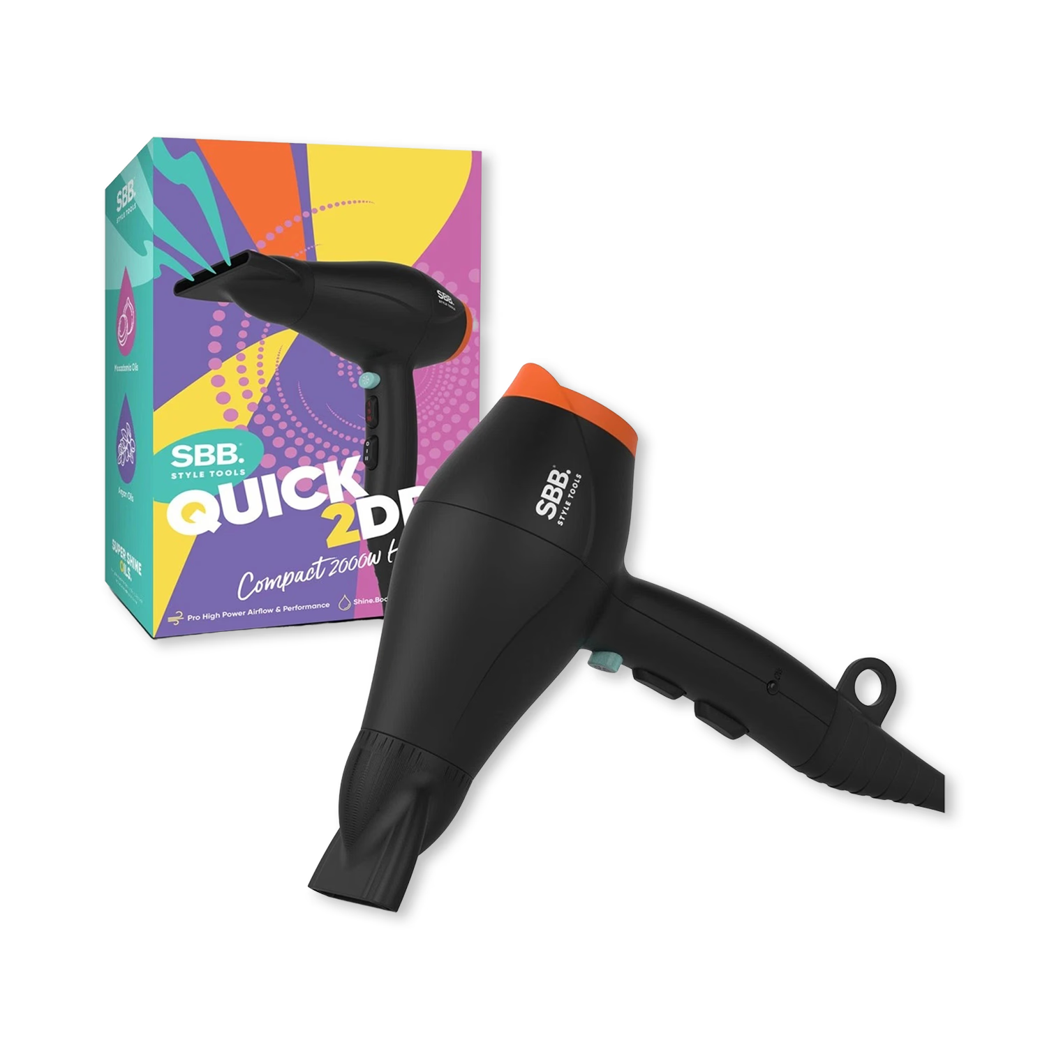 SBB compact hair dryer black, imported from the UK