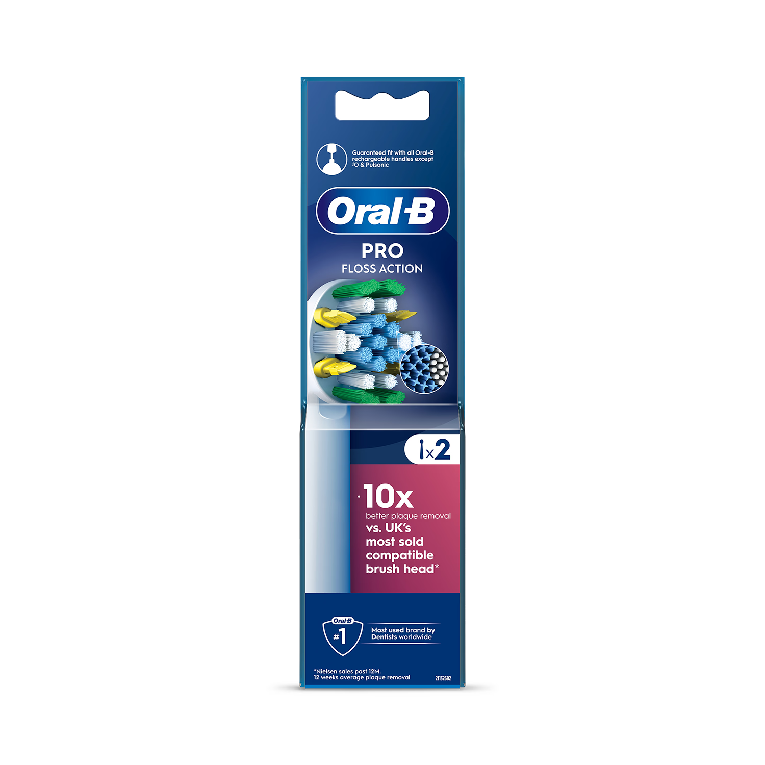 Oral-B Floss Action toothbrush heads 2 count, imported from the UK