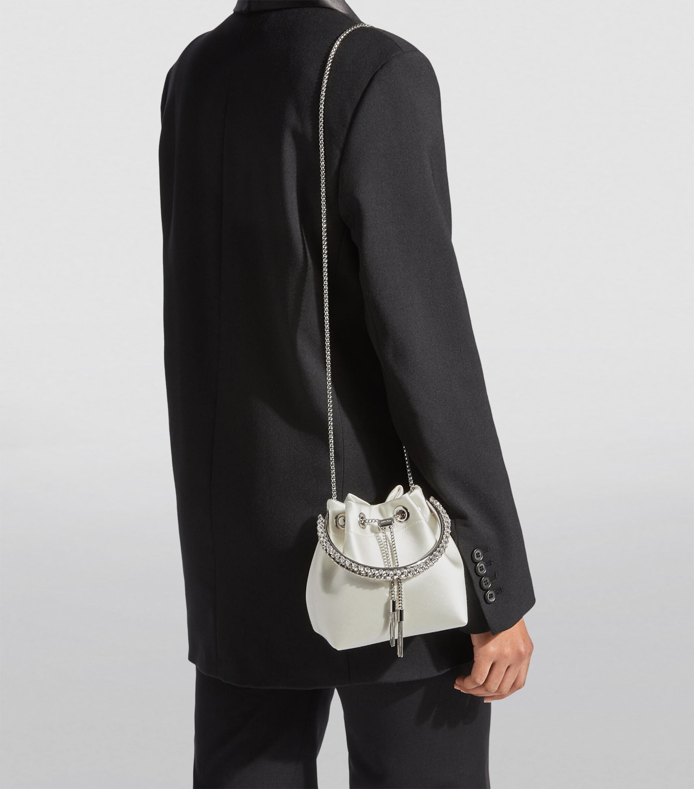 Jimmy Choo satin Bon Bon top-handle bag, imported from the UK