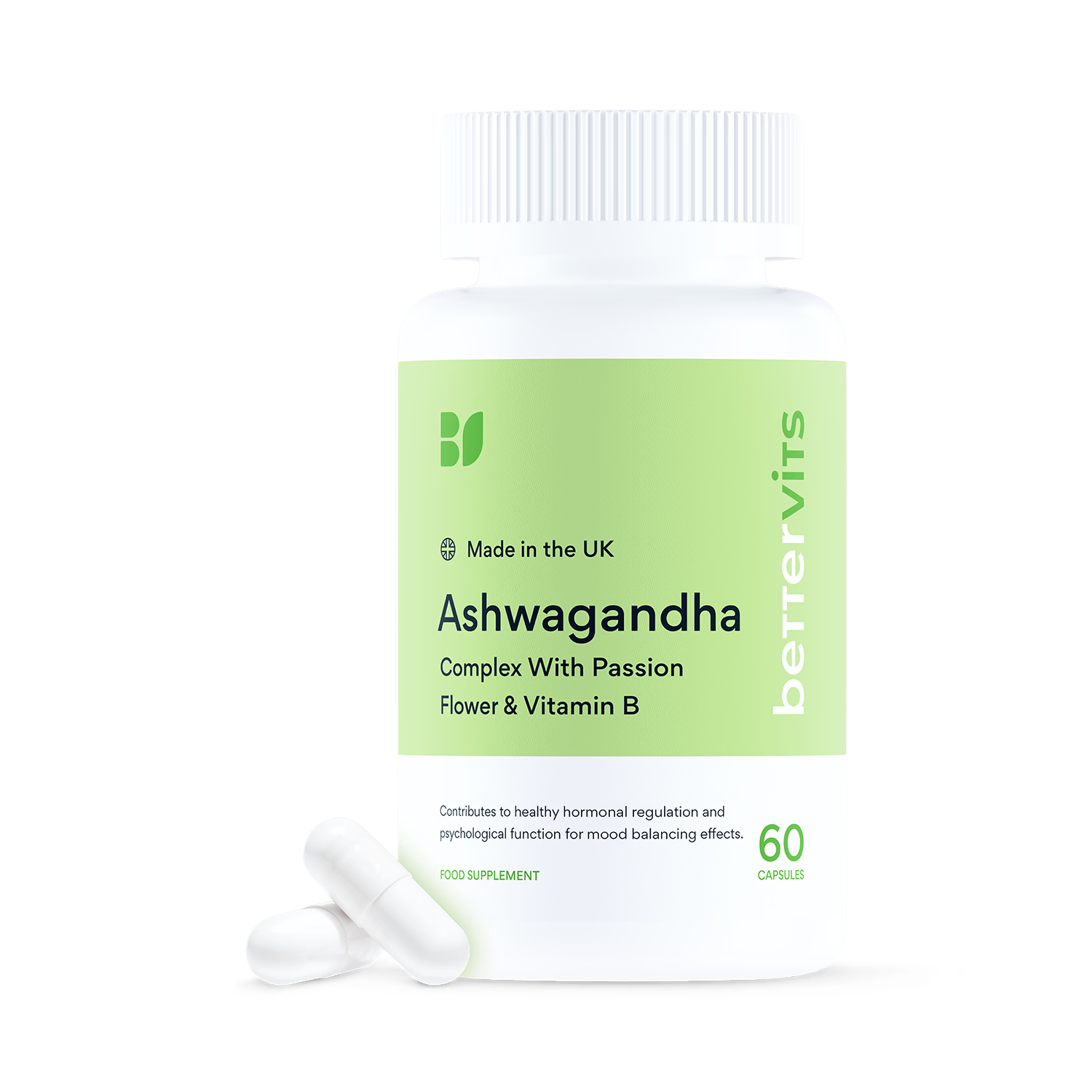 Ashwagandha complex with passion flower and vitamin B 60 capsules - imported from the UK