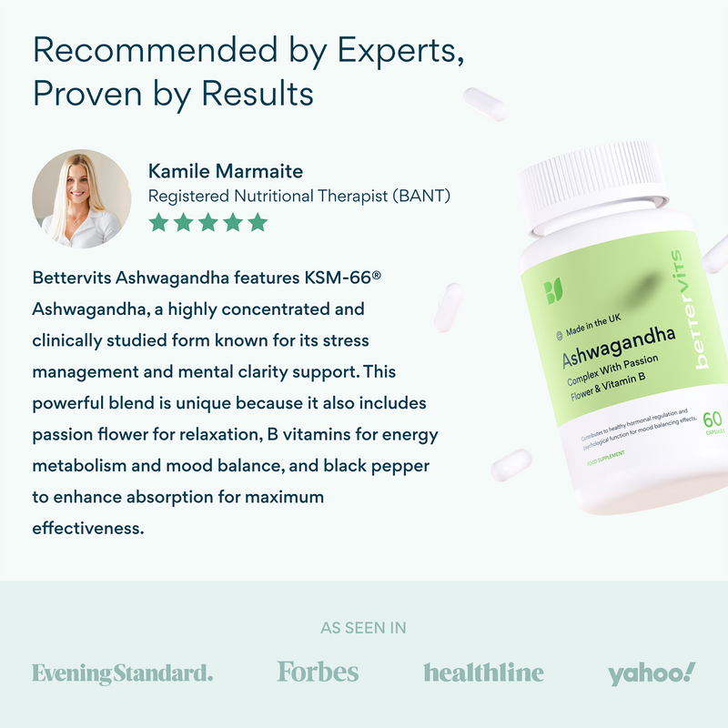 Ashwagandha complex with passion flower and vitamin B 60 capsules - imported from the UK