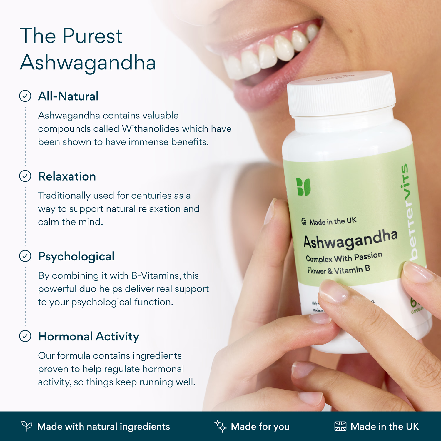 Ashwagandha complex with passion flower and vitamin B 60 capsules - imported from the UK