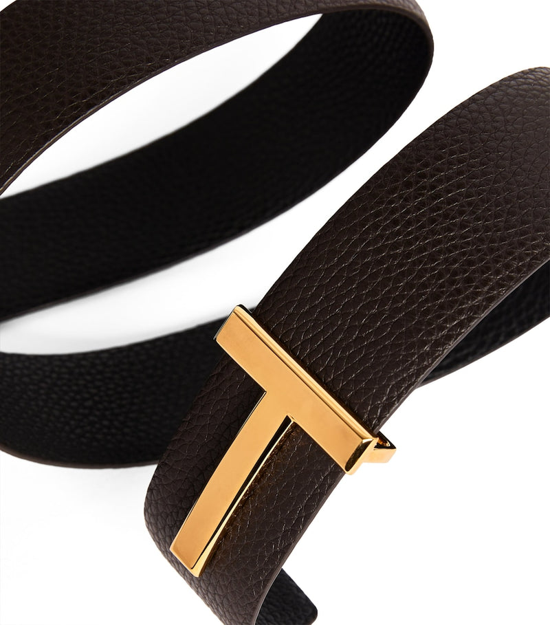 TOM FORD leather reversible T Icon belt, imported from the UK