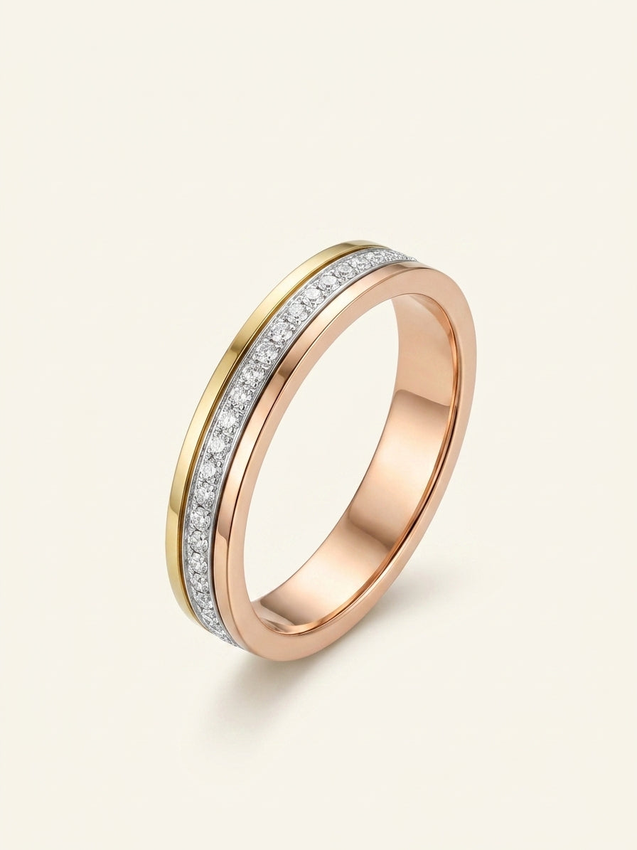 Cartier tri-colour gold diamond wedding ring 0.23ct (British brand)