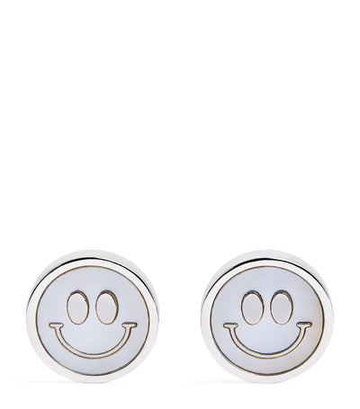 Harrods Babette Wasserman Rhodium-Plated Smiley Face Cufflinks- Buy online at McGrocer