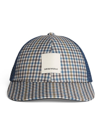 Harrods Emporio Armani Houndstooth Eagle Club Baseball Cap- Buy online at McGrocer