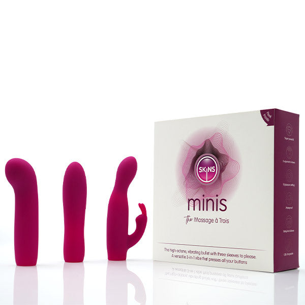 Skins Massage A Trois vibrator set with three covers, UK version