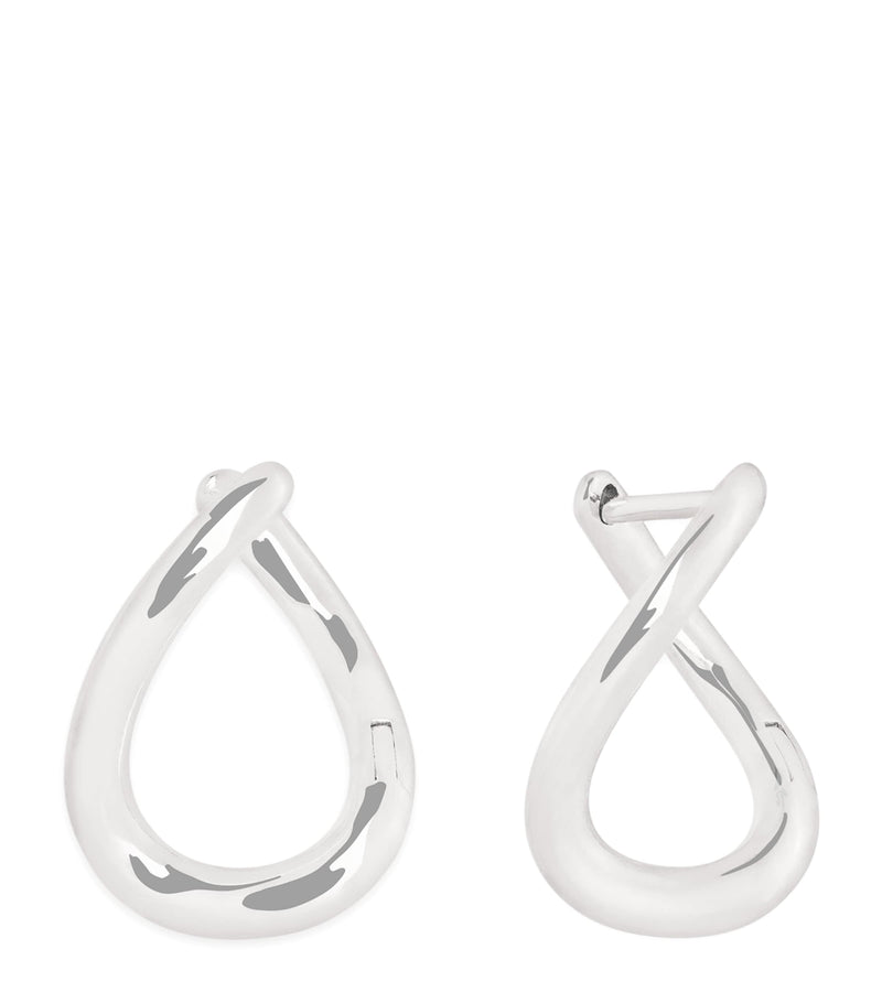 White Gold Molten Hoop Earrings