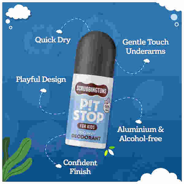 Scrubbingtons kids deodorant roll on coconut 75ml (British brand)