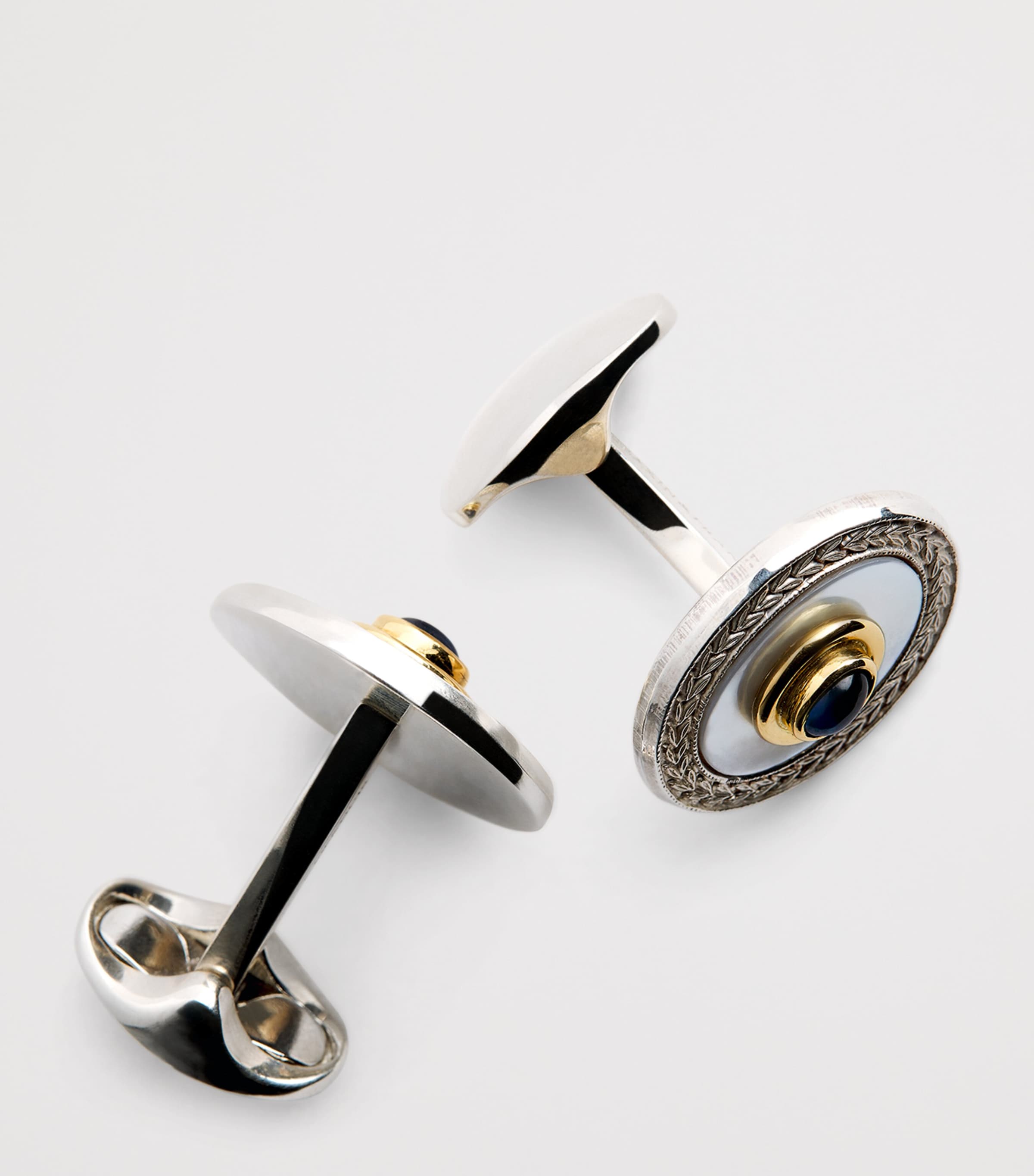 Deakin & Francis sterling silver cufflinks with gold wreath, UK version