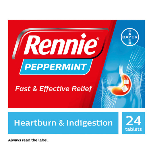 Rennie Peppermint Heartburn & Indigestion Relief Tablets x24 stomach & bowel Sainsburys   
