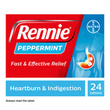 Rennie Peppermint Heartburn & Indigestion Relief Tablets x24 stomach & bowel Sainsburys   