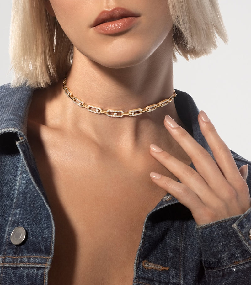 Messika Move Link yellow gold diamond necklace 1.70ct, UK version