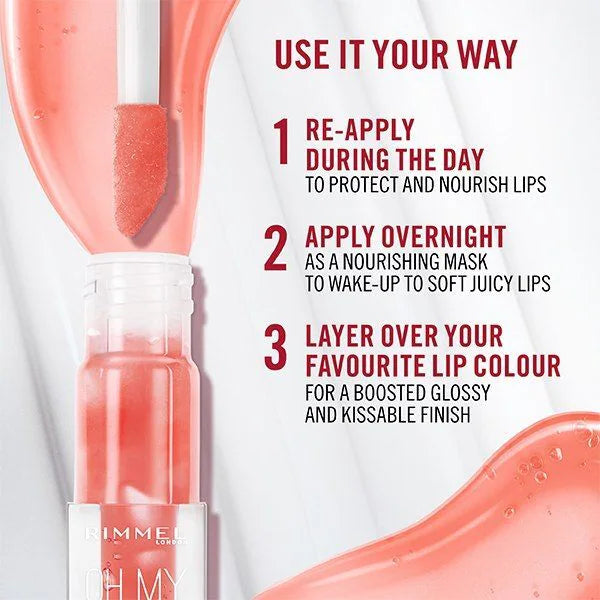 Rimmel Lip Oil 001 Pink Flush 4.5ml, imported from the UK