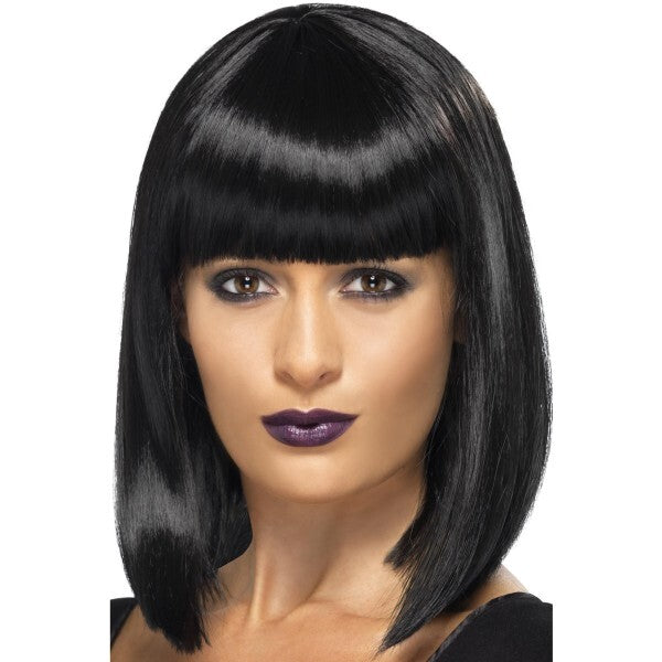Smiffys R'n'B Star Wig black short blunt cut bob - British product