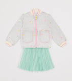 Billieblush denim embroidered jacket with hearts and neon trim for children ages 2-10 years - British product