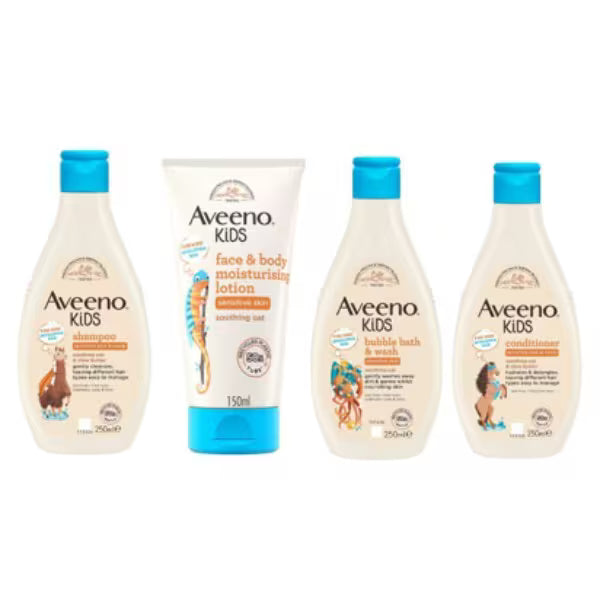 مجموعة استحمام Aveeno للأطفال المكونة من 4 قطع - منتج بريطاني