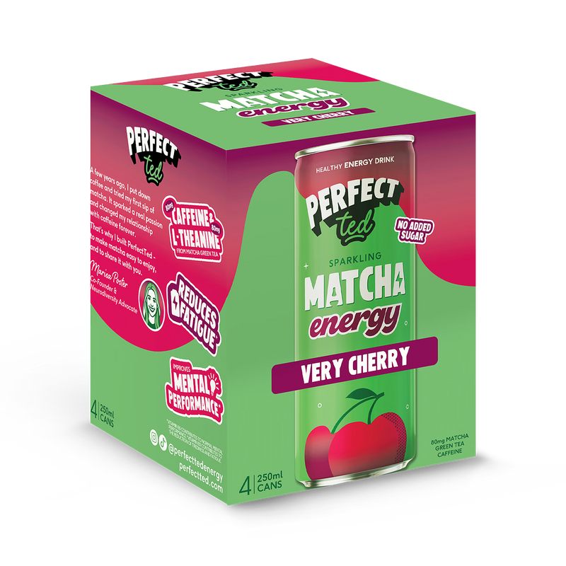 PerfectTed Matcha Energy Very Cherry 4x250ml cans, UK version