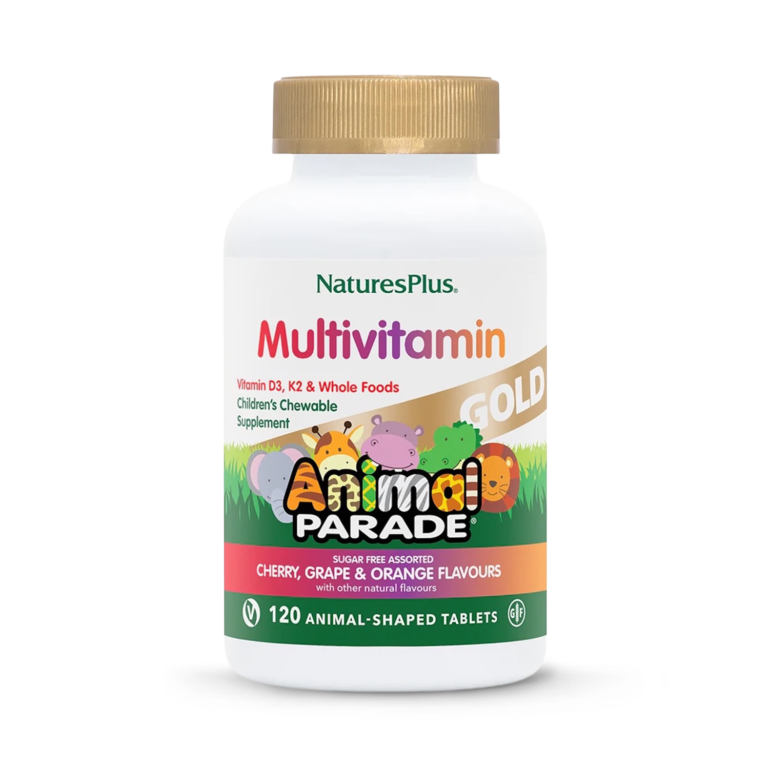 NaturesPlus Animal Parade Gold children's multivitamin chewables 120 count - British product