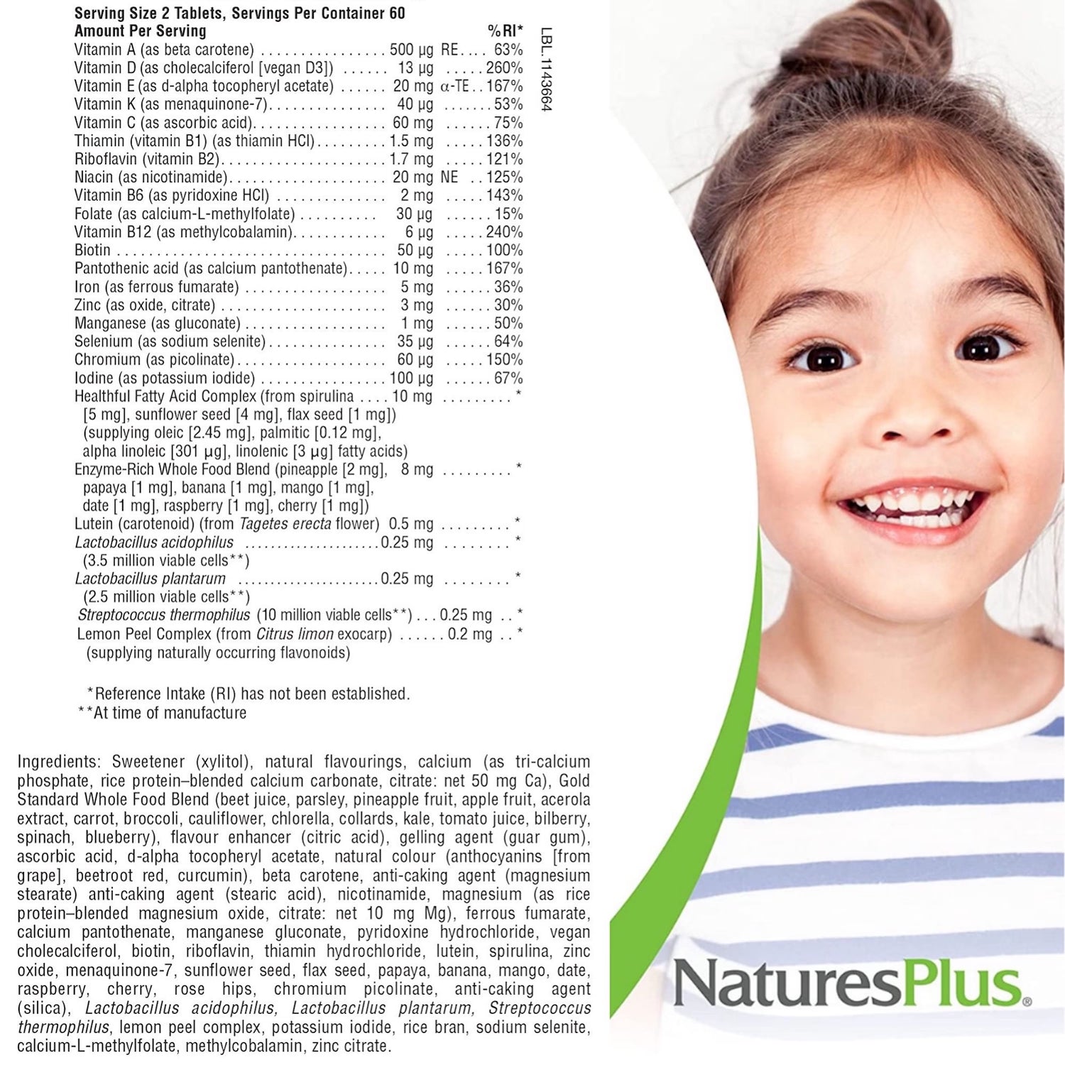 NaturesPlus Animal Parade Gold children's multivitamin chewables 120 count - British product