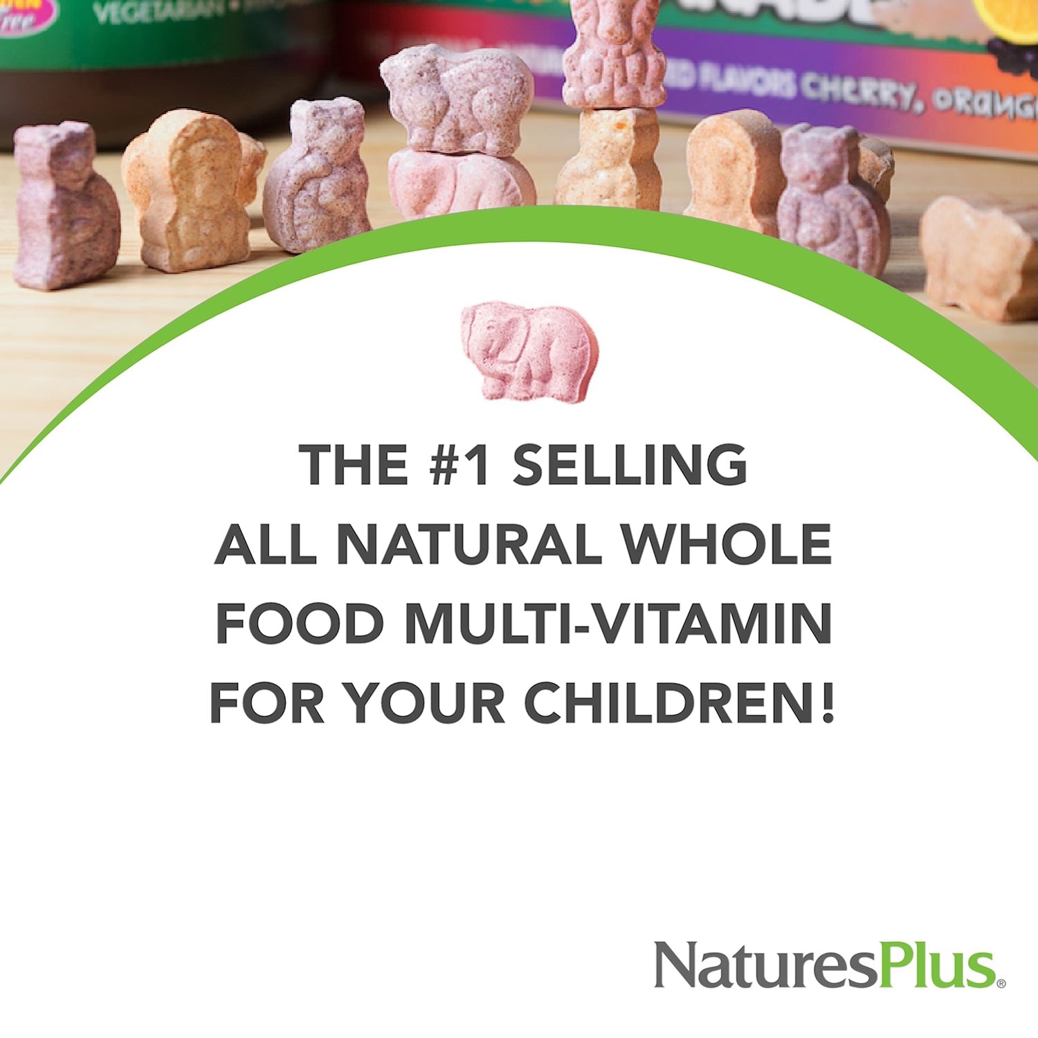 NaturesPlus Animal Parade Gold children's multivitamin chewables 120 count - British product