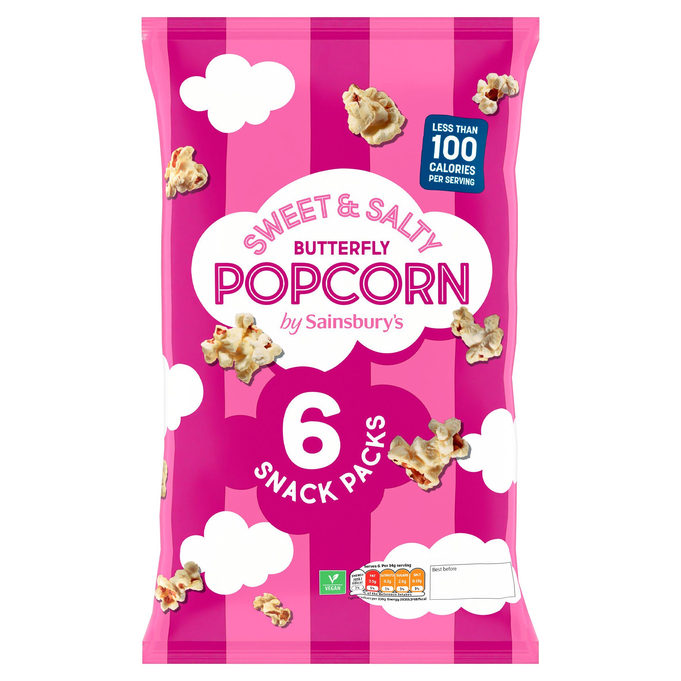 Sainsbury's Sweet & Salty Butterfly Popcorn 6x14g Popcorn Sainsburys   