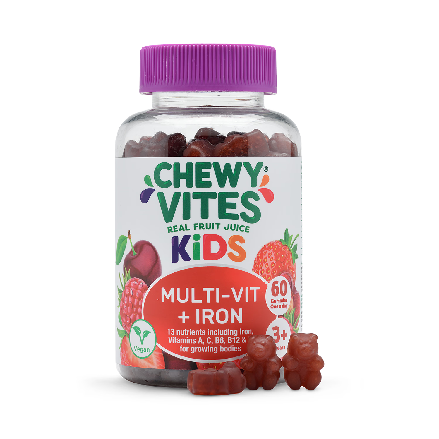 Chewy Vites multivitamin gummies strawberry flavour with iron 60 gummies - British product