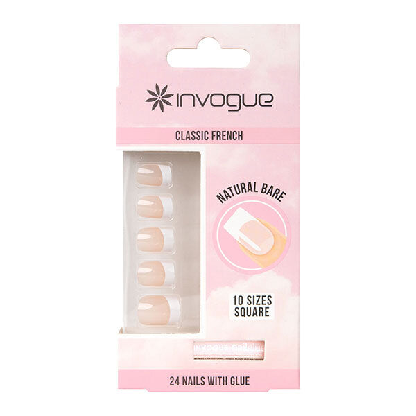 Invogue Bare French Square Nails - Pack of 24 GOODS Superdrug   