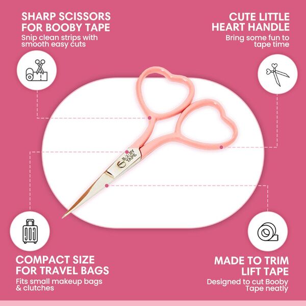 Booby Tape heart shaped scissors for cutting breast lifting tape - British product