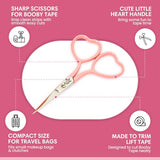 Booby Tape heart shaped scissors for cutting breast lifting tape - British product