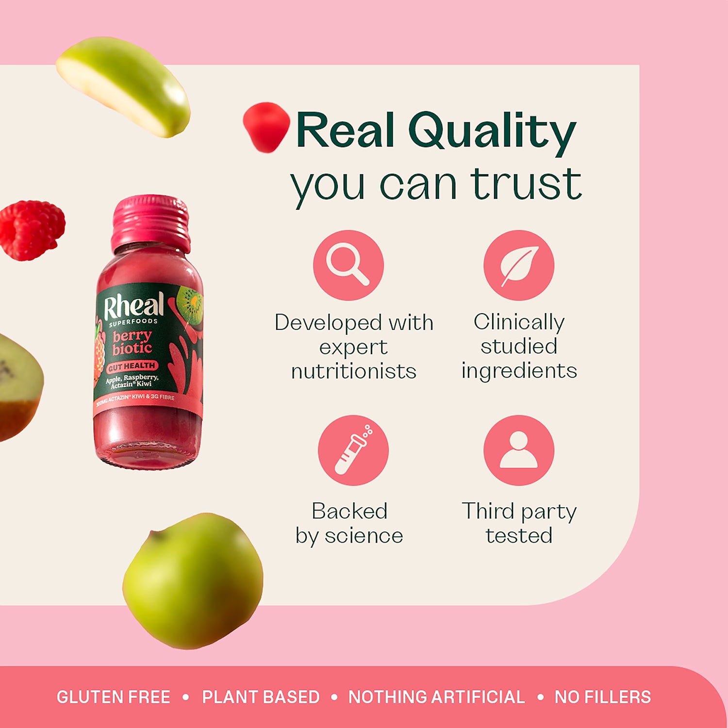 Rheal berry biotic gut health shot 60ml, imported from the UK