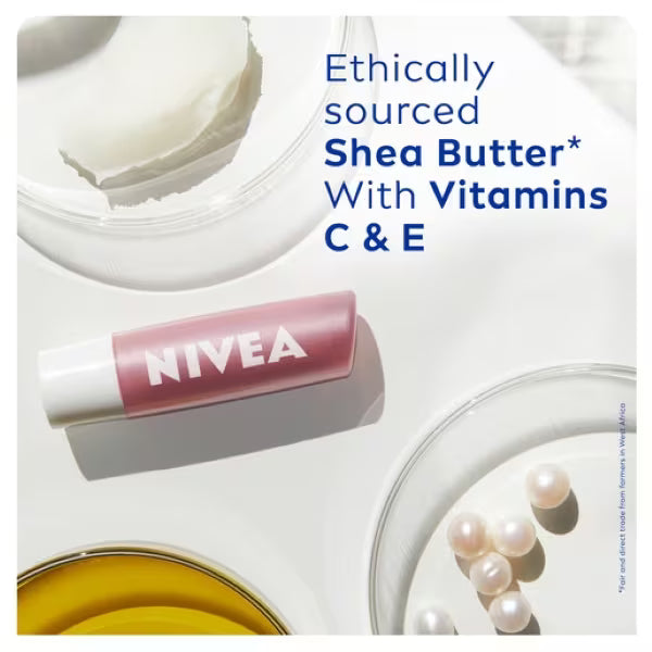 Nivea 24H Moisture Pearly Shine Lip Balm 4.8g, imported from the UK