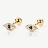MUCHV Evil Eye Stud Earrings in 18k Gold or Silver