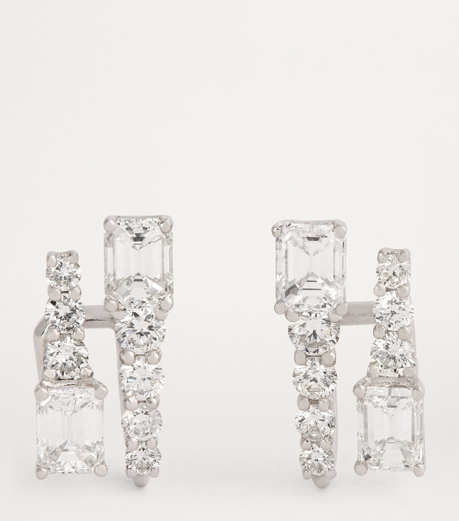 SHAY white gold diamond double stick stud earrings, imported from the UK