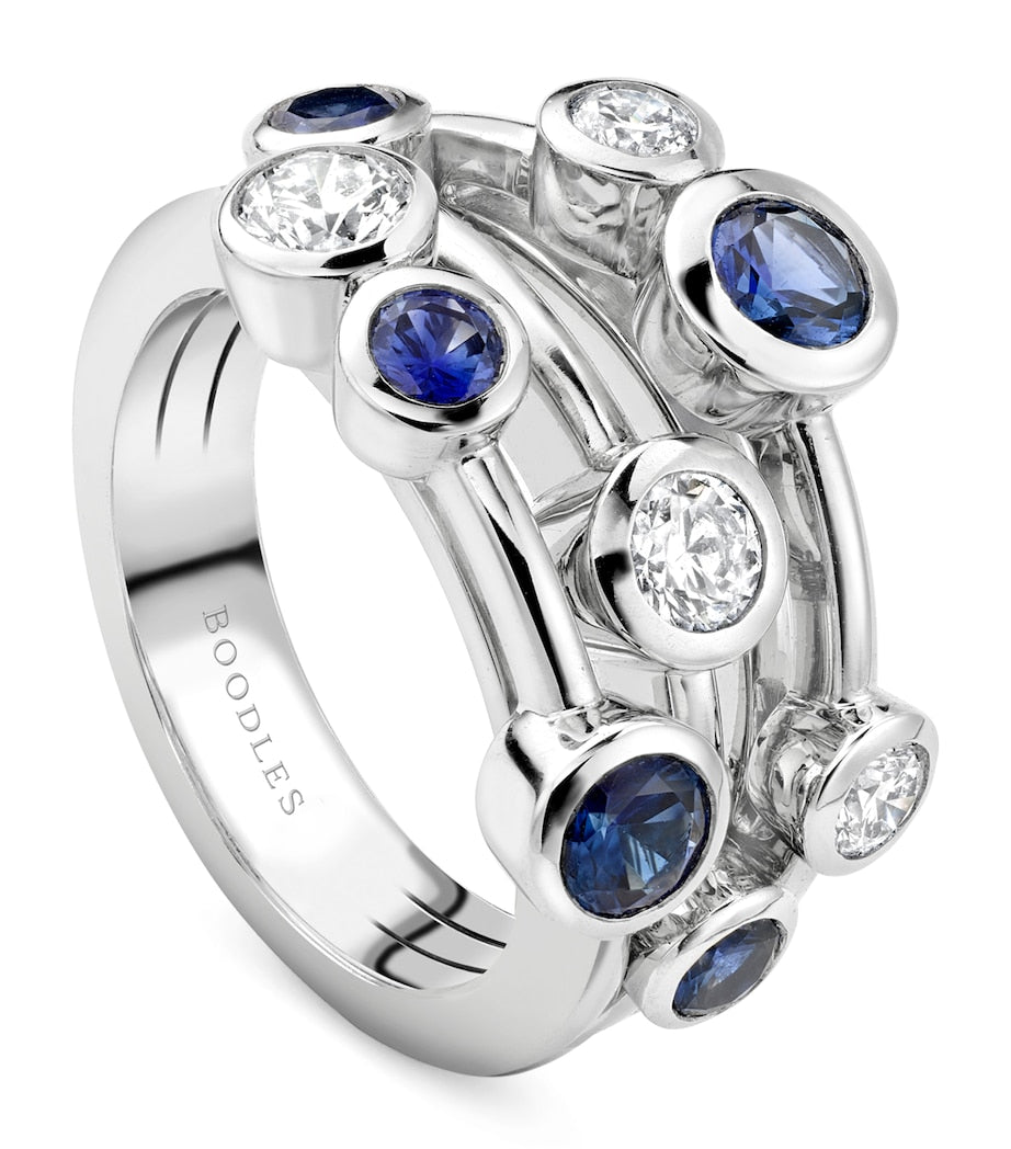 Boodles Raindance ring platinum diamonds and sapphires, UK version