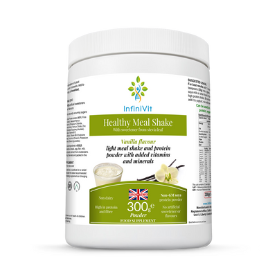 Holland & Barrett InfiniVit Healthy Meal Shake Vanilla Plant-Based Protein Shake Powder 300g- Buy online at McGrocer