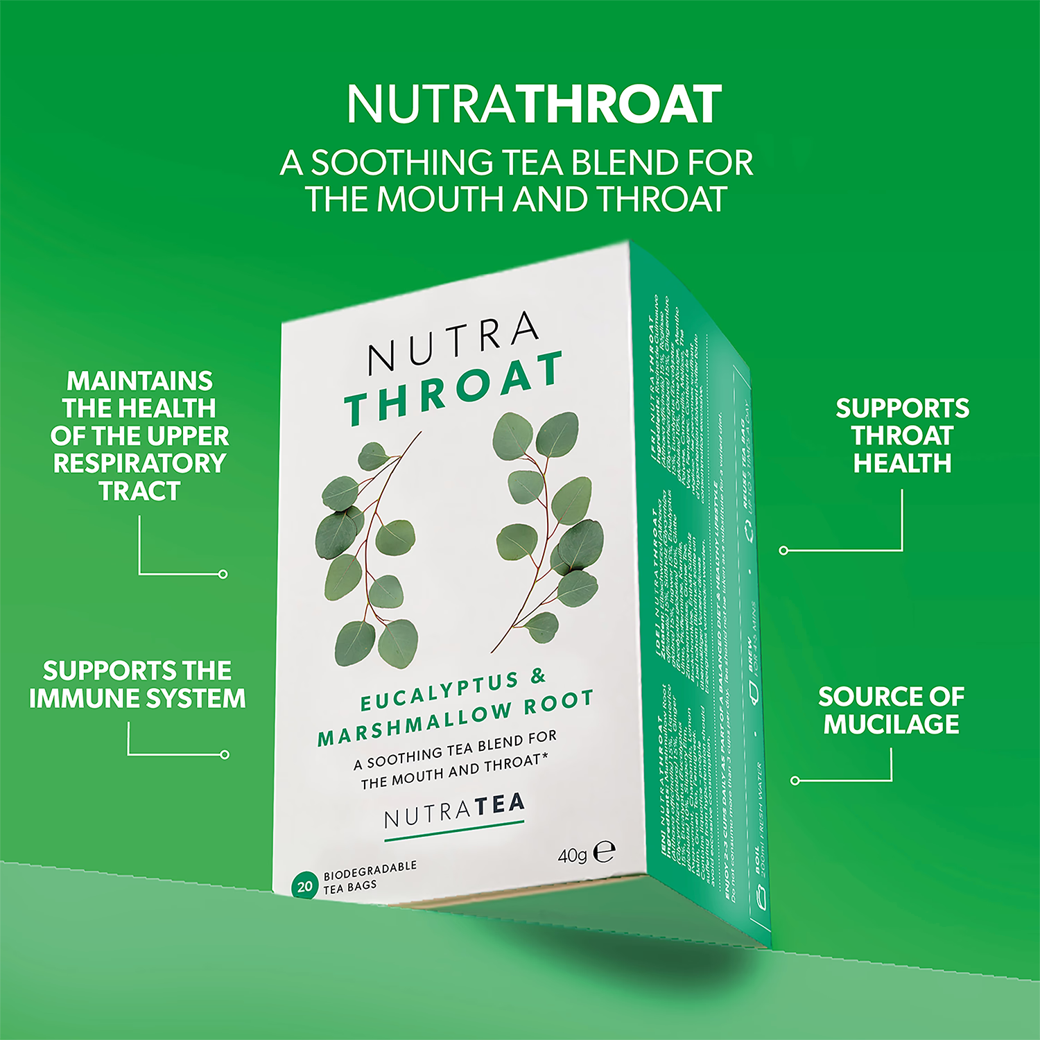 NutraThroat Herbal Tea 20 Tea Bags, imported from the UK