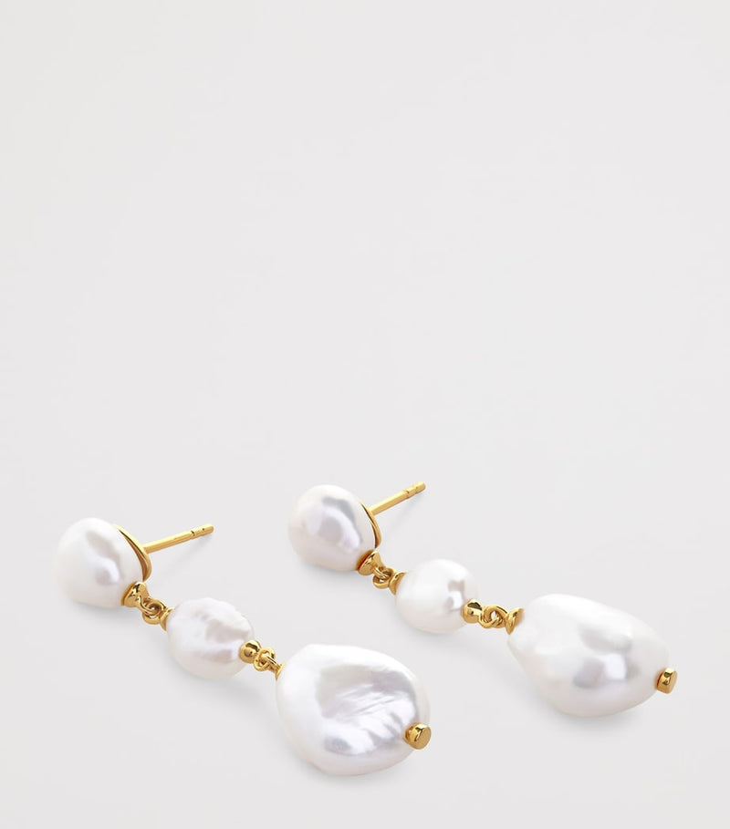 Monica Vinader gold vermeil pearl drop earrings - British product
