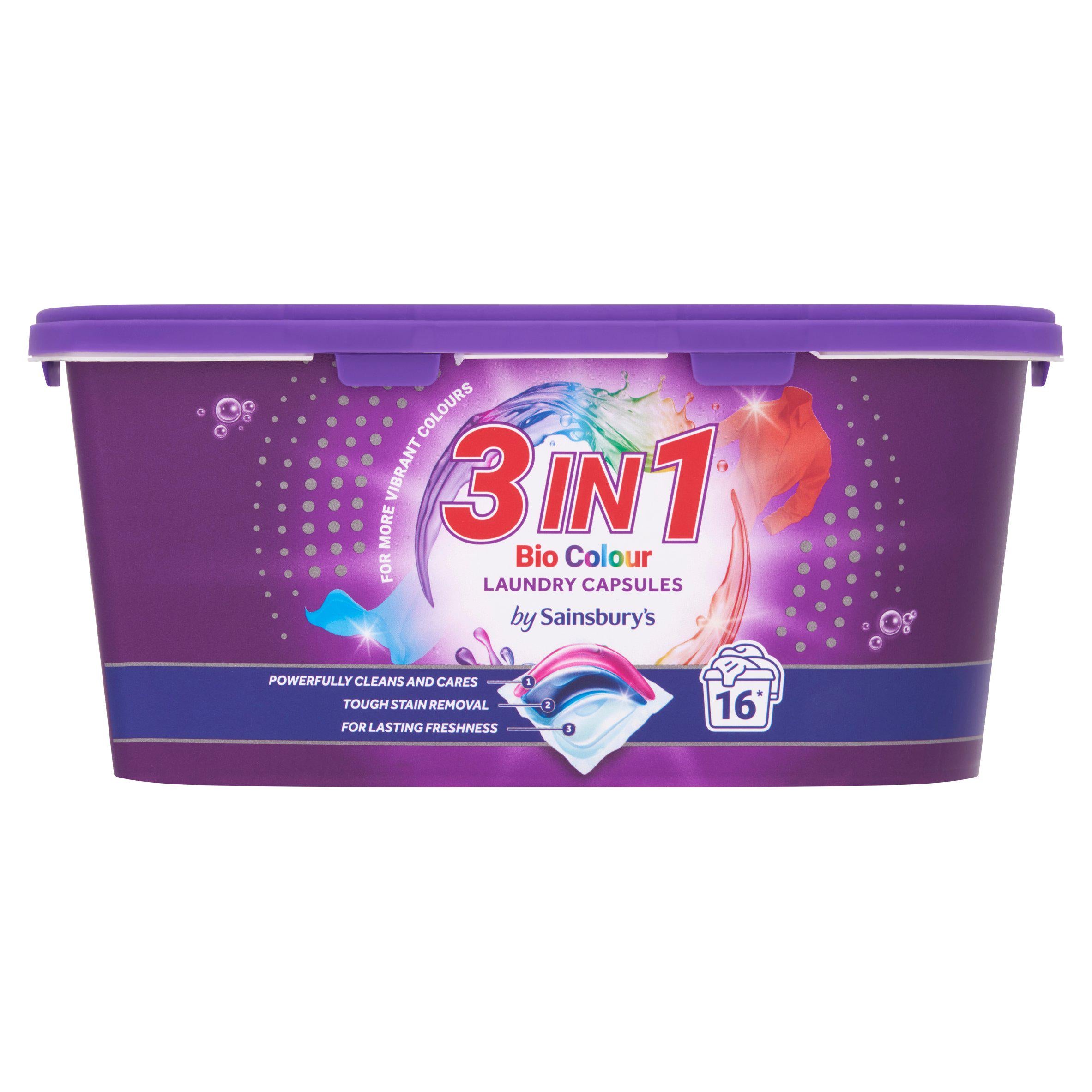 Sainsbury's 3 In 1 Colour Laundry Capsules 16 Washes GOODS Sainsburys   