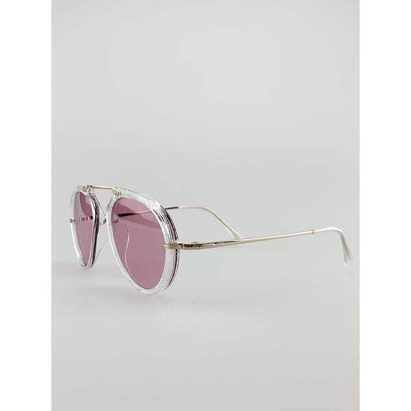 SVNX clear frame aviator sunglasses with pink lenses, imported from the UK