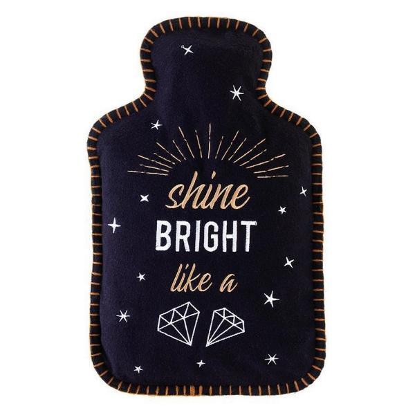 Aroma Home hot water bottle with Shine Bright message, imported from the UK