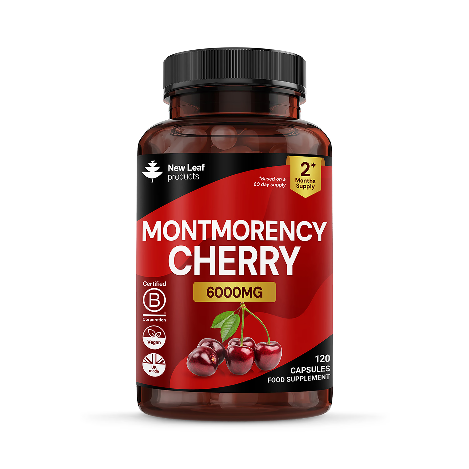 New Leaf Products Montmorency Cherry capsules 120 count, imported from the UK