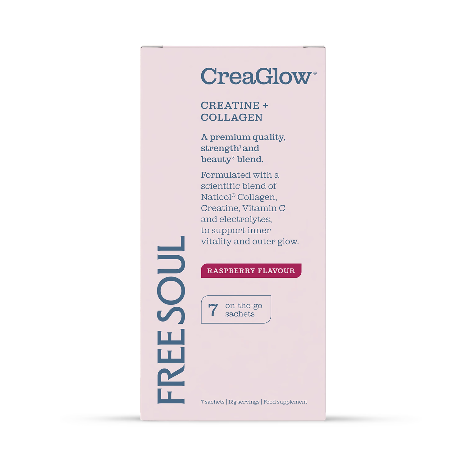 Free Soul CreaGlow raspberry supplement 7 sachets, UK version