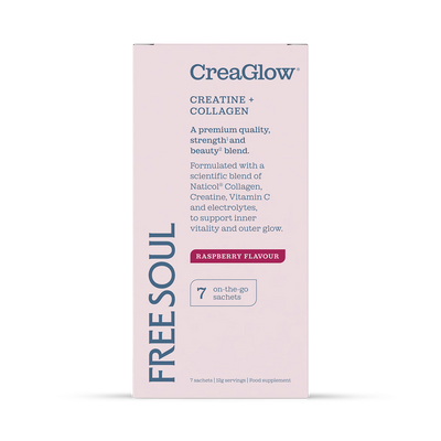 Holland & Barrett Free Soul CreaGlow Raspberry Collagen and Creatine Supplement 7 Sachets- Buy online at McGrocer