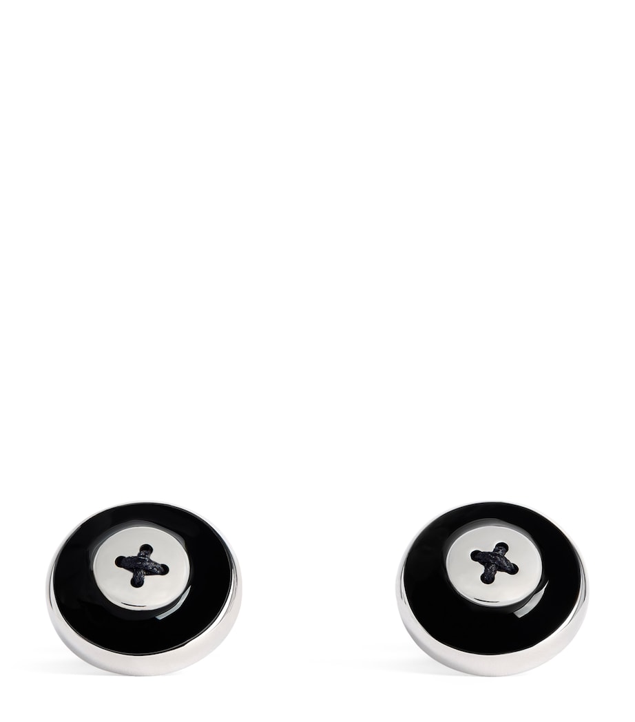 Babette Wasserman rhodium-plated enamel button cufflinks - British product