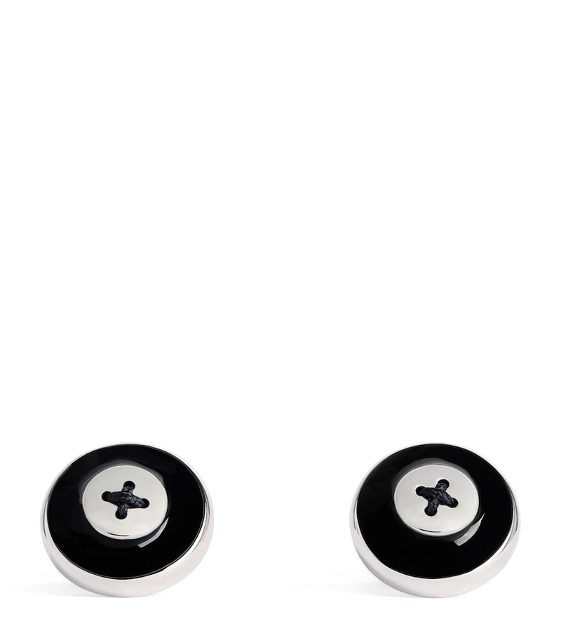 Babette Wasserman rhodium-plated enamel button cufflinks - British product