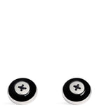Babette Wasserman rhodium-plated enamel button cufflinks - British product