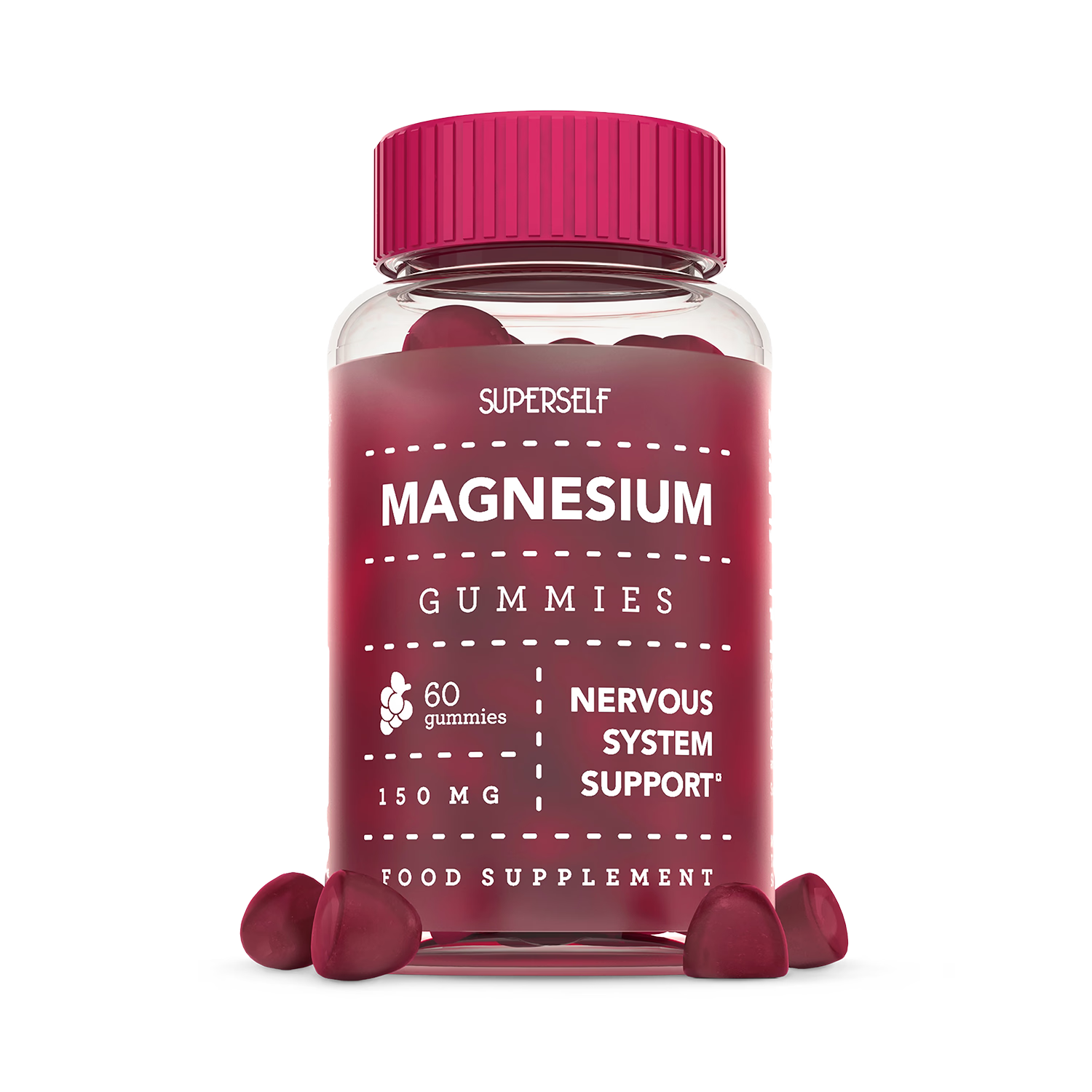 SuperSelf magnesium grape flavour gummies 150mg 60 count, UK version