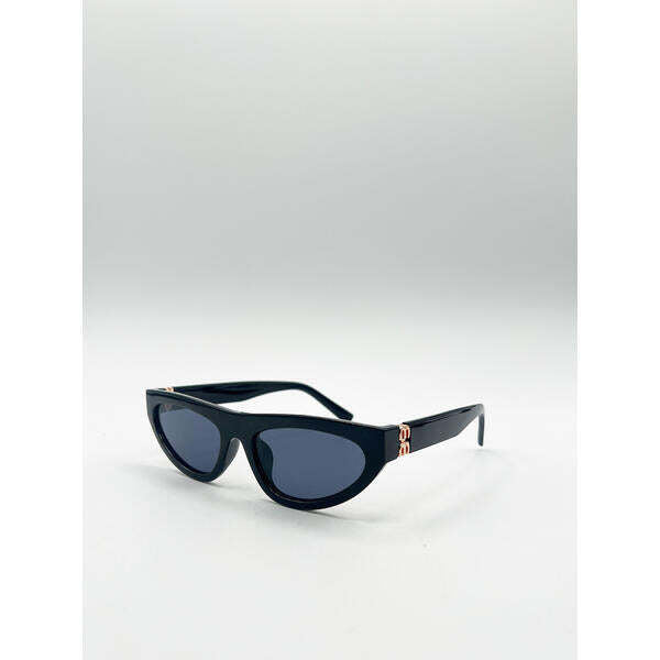SVNX retro oval sunglasses in black (British brand)